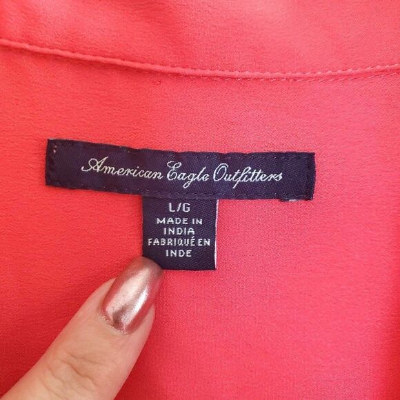 American Eagle Womens Shirt Pink L Button Up Top - Picture 3 of 6
